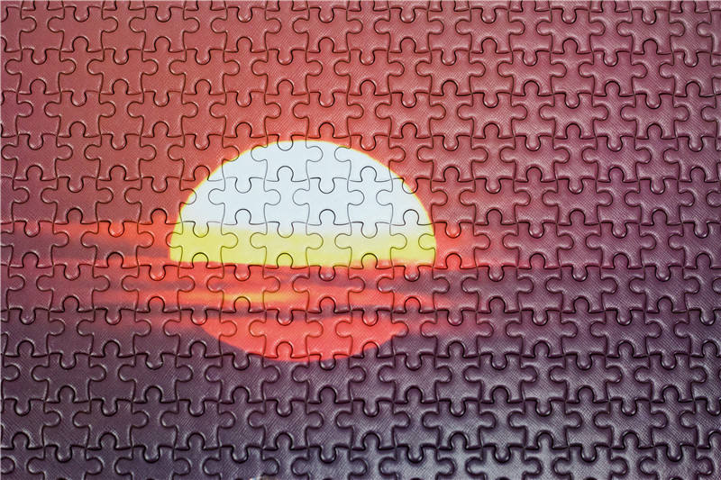 Изготовленная на заказ сублимация печати пейзажа восхода солнца на пустой головоломке подростков головоломки для взрослых