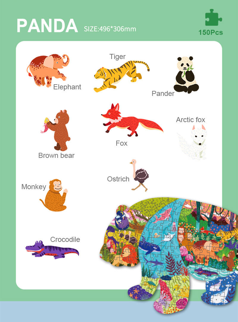 Цена по прейскуранту завода-изготовителя Пользовательские сублимационные головоломки DIY Бумага детские игры Игрушки головоломки животных