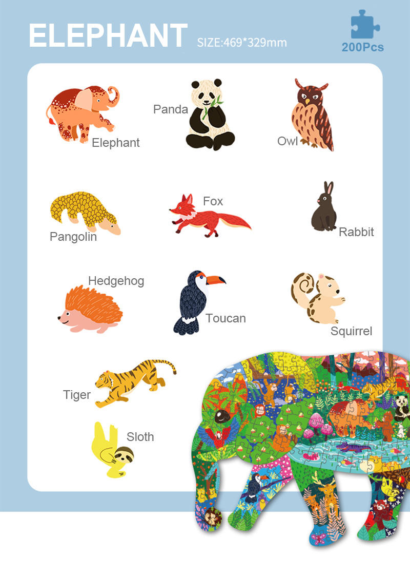 Цена по прейскуранту завода-изготовителя Пользовательские сублимационные головоломки DIY Бумага детские игры Игрушки головоломки животных